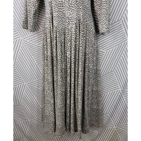 Vintage Shirt Dress 10 12 Midi Long Alt Fit Flare skirt Leopard Cheetah Keyhole - Picture 6 of 11